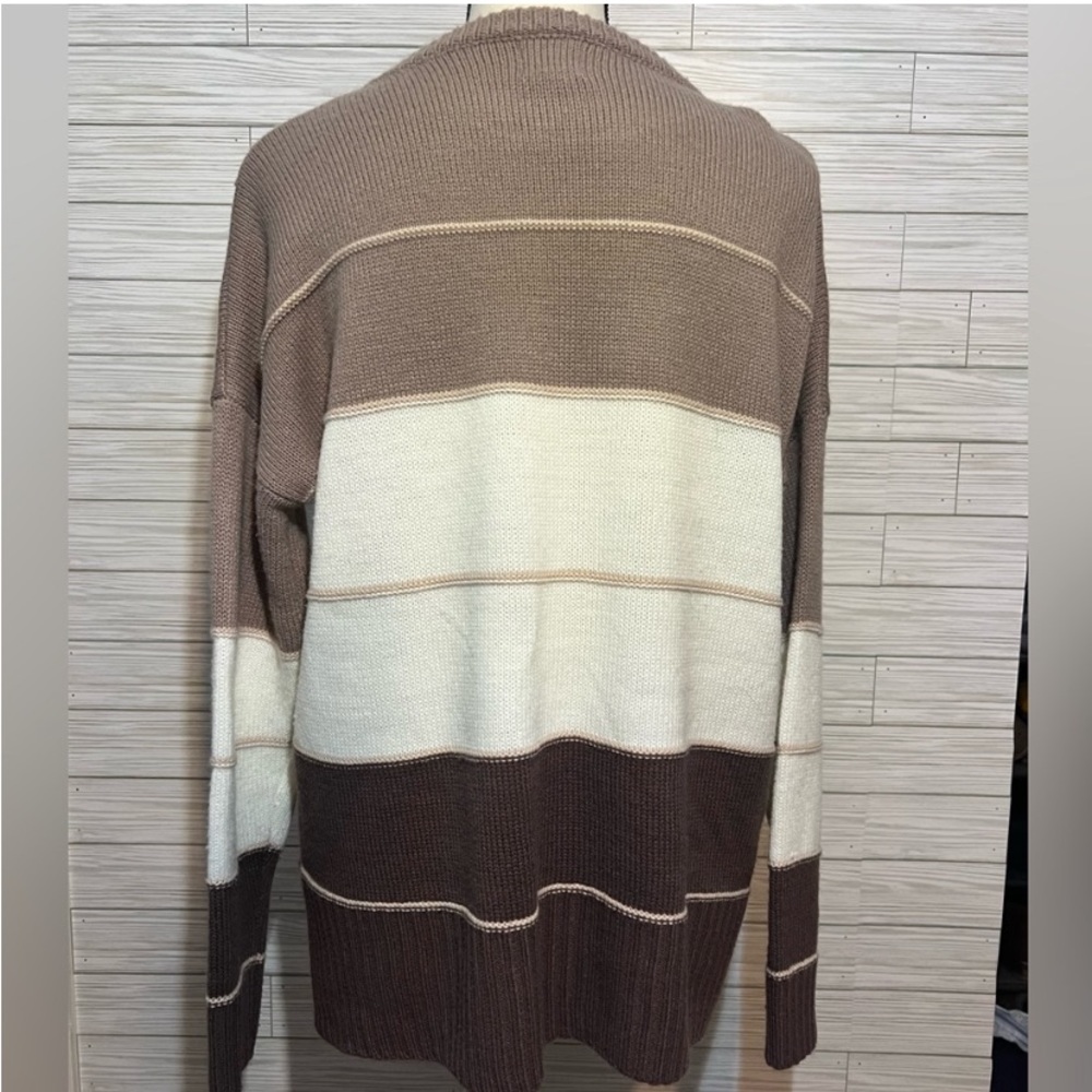 Emberley Taupe Striped Colorblock Sweater - Picture 3 of 4
